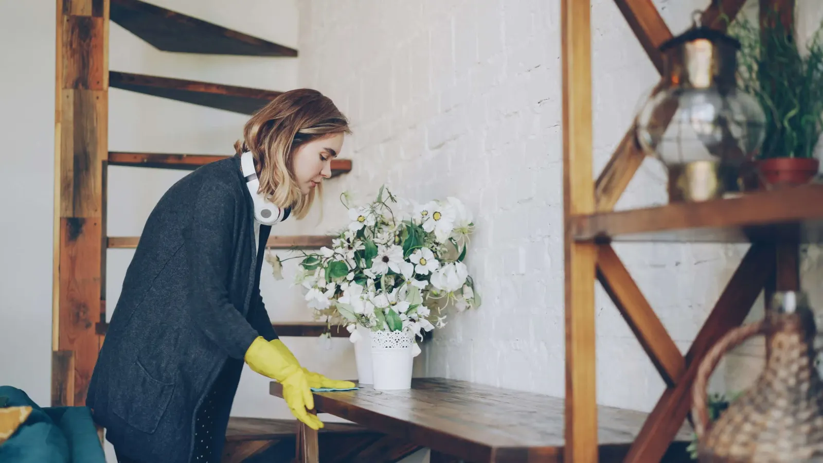Girl cleaning