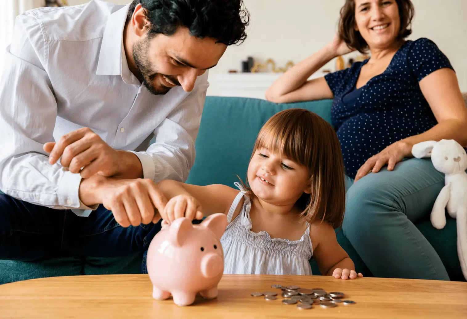 Money conversation between mom, dad and kid